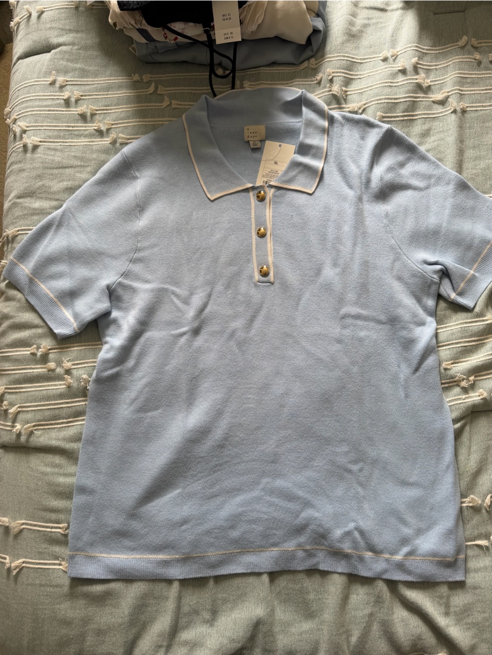A New Day Light Blue Collared Knit Top